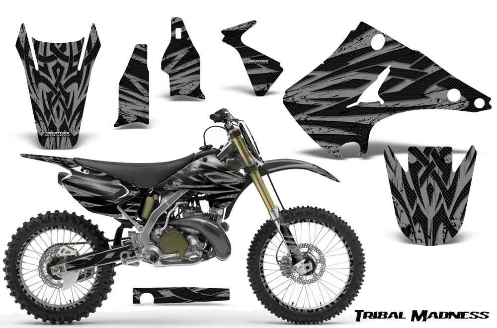 Kawasaki KX125 KX250 03-12 Graphics Kit Tribal Madness Silver NP Rims